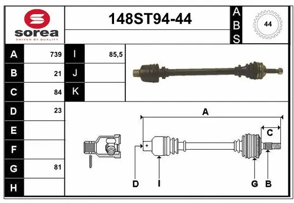 Arbre de transmission STARTCAR 148ST94-44