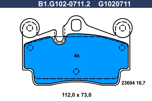 Kit de plaquettes de frein, frein à disque GALFER B1.G102-0711.2