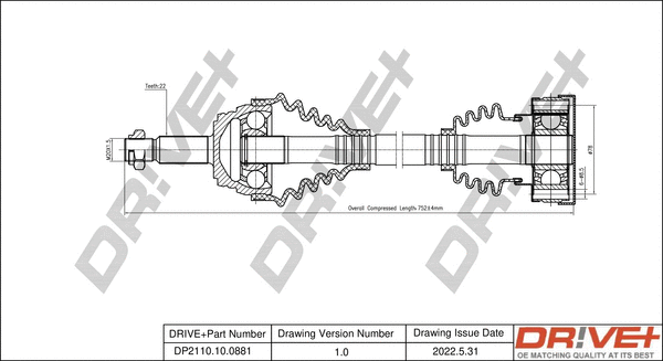 Arbre de transmission Dr!ve+ DP2110.10.0881