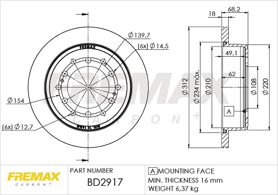 Disque de frein FREMAX BD-2917