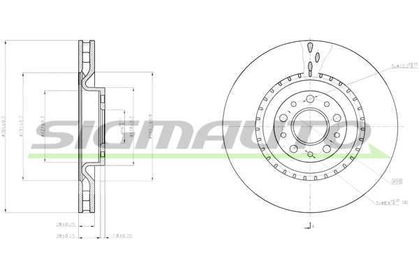 Disque de frein SIGMAUTO DBC289V