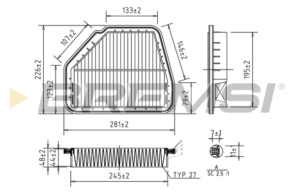 Filtre à air BREMSI FA1038