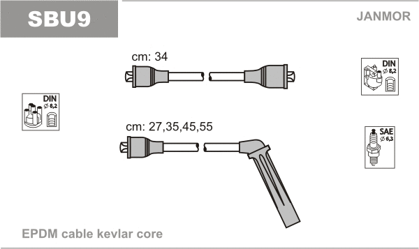 Kit de câbles d'allumage JANMOR SBU9