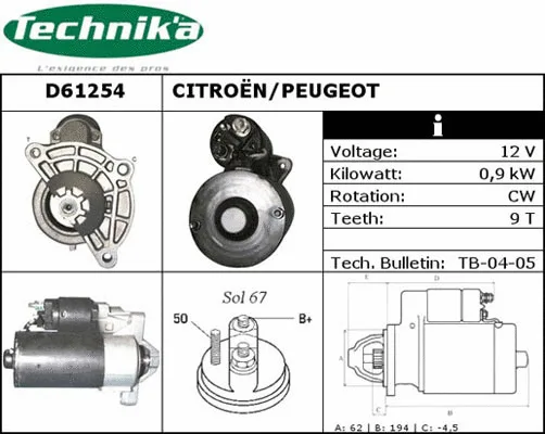 Démarreur Technika D61254