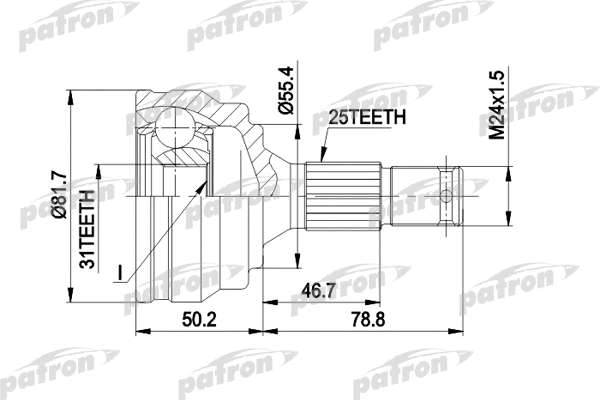Jeu de joints, arbre de transmission PATRON PCV1259