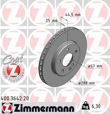 Disque de frein ZIMMERMANN 400.3642.20