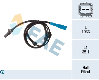 Capteur, vitesse de roue FAE 78313