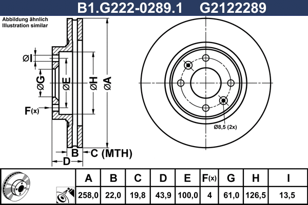 Disque de frein GALFER B1.G222-0289.1