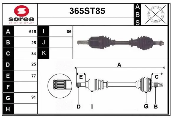 Arbre de transmission STARTCAR 365ST85