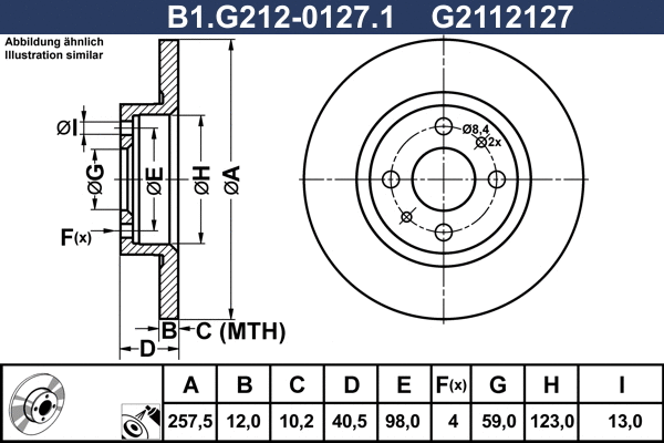Disque de frein GALFER B1.G212-0127.1