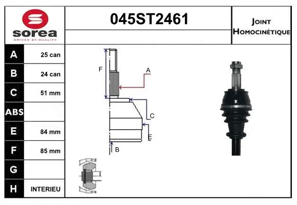 Jeu de joints, arbre de transmission STARTCAR 045ST2461