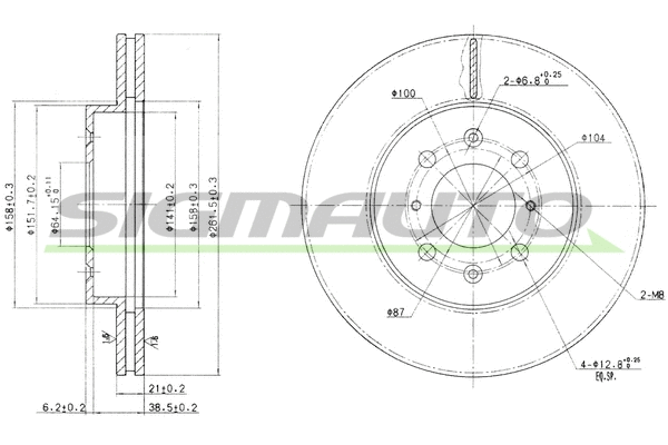 Disque de frein SIGMAUTO DBB510V