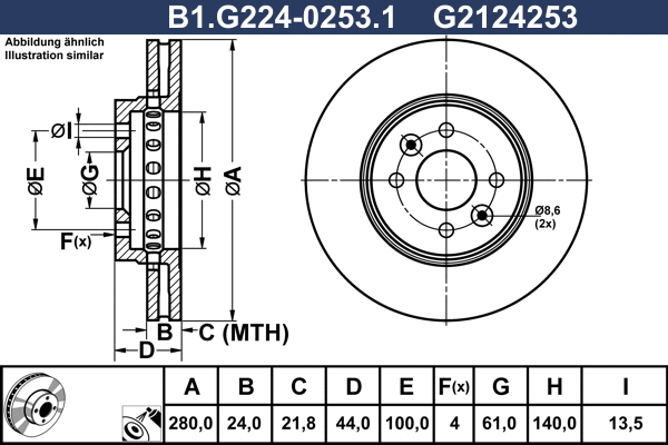 Disque de frein GALFER B1.G224-0253.1