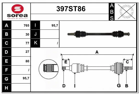 Arbre de transmission STARTCAR 397ST86