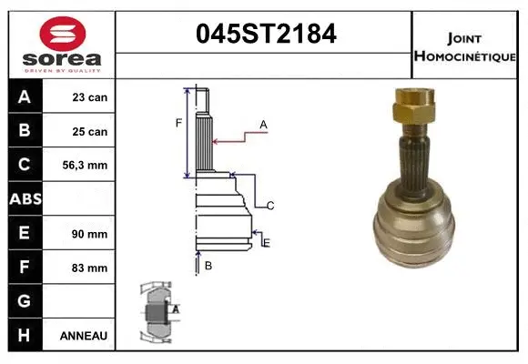 Jeu de joints, arbre de transmission STARTCAR 045ST2184