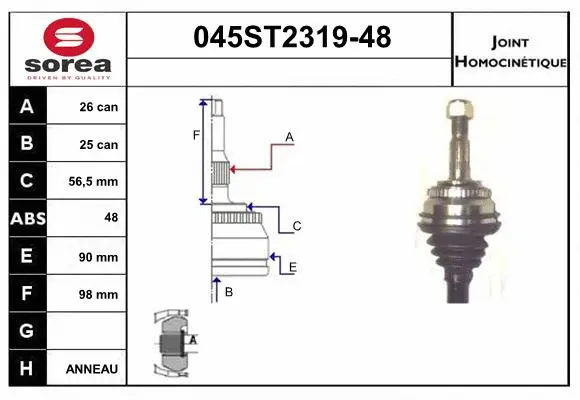Jeu de joints, arbre de transmission STARTCAR 045ST2319-48