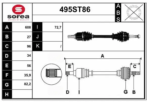 Arbre de transmission STARTCAR 495ST86