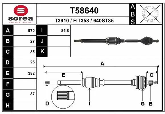 Arbre de transmission EAI T58640