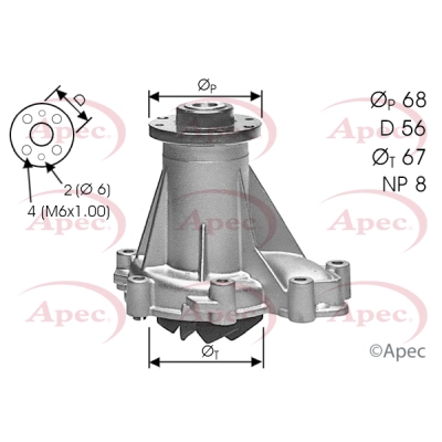 Pompe à eau, refroidissement du moteur APEC AWP1303