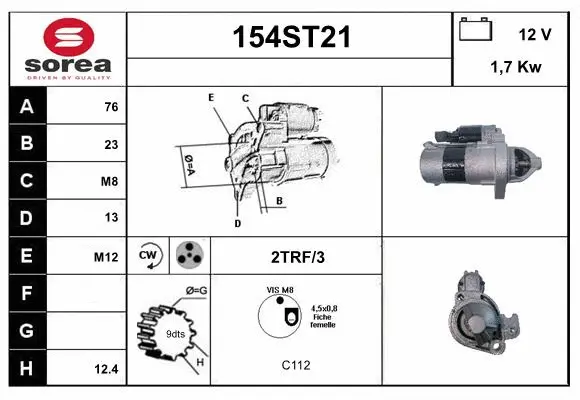 Démarreur STARTCAR 154ST21