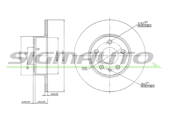 Disque de frein SIGMAUTO DBA067S