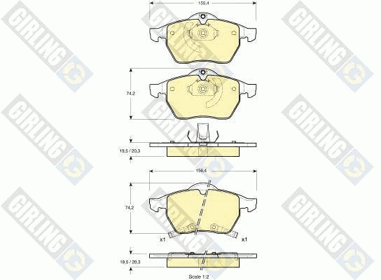 Kit de plaquettes de frein, frein à disque GIRLING 6113422