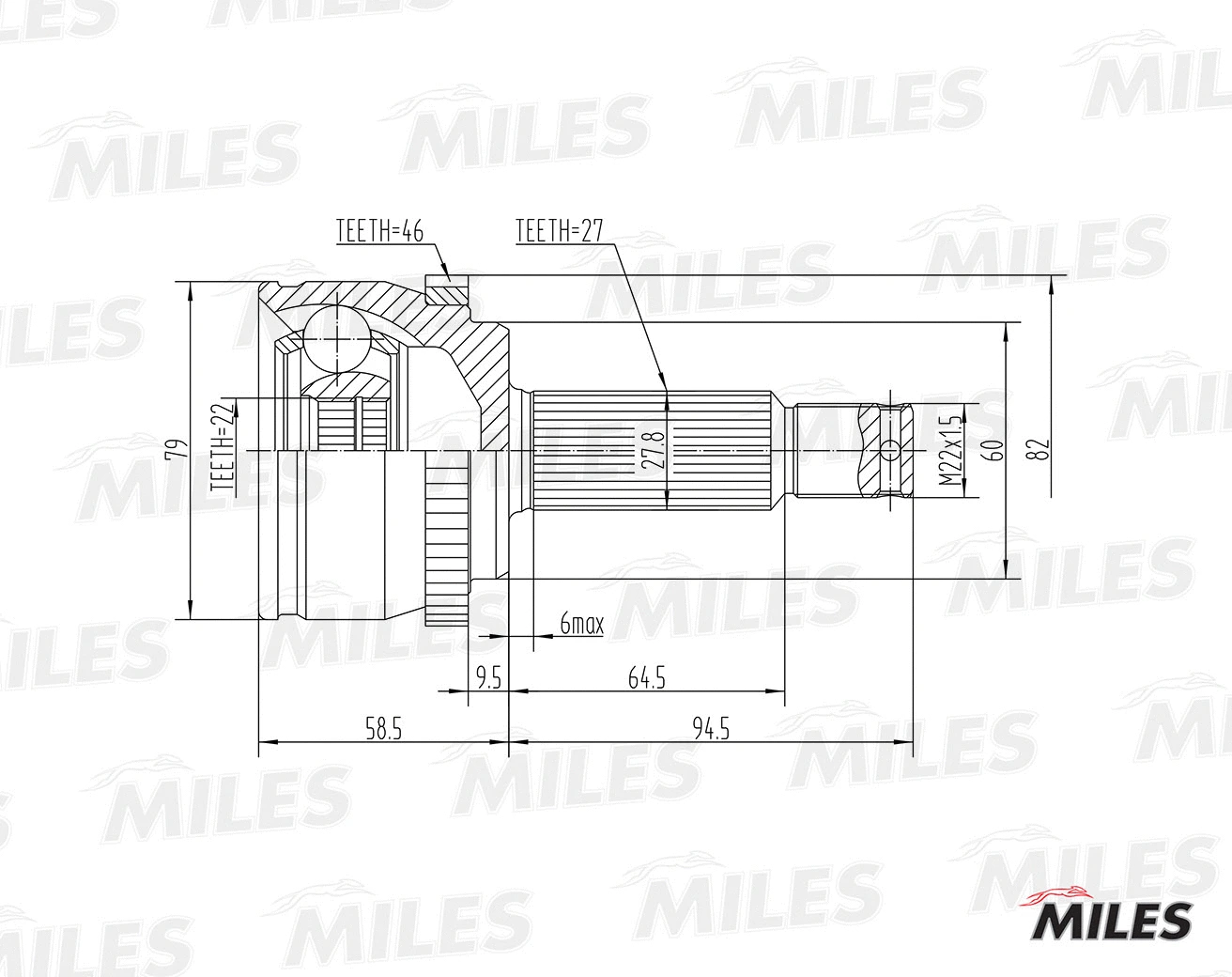 Jeu de joints, arbre de transmission MILES GA20629