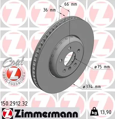 Disque de frein ZIMMERMANN 150.2912.32