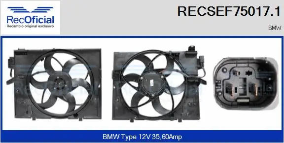 Moteur électrique, ventilateur pour radiateurs RECOFICIAL RECSEF75017.1