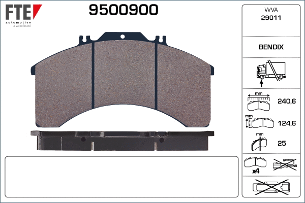 Kit de plaquettes de frein, frein à disque FTE 9500900