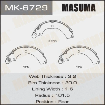 Jeu de mâchoires de frein MASUMA MK-6729