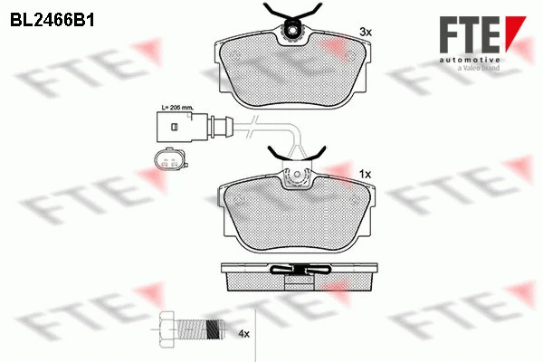Kit de plaquettes de frein, frein à disque FTE 9010750