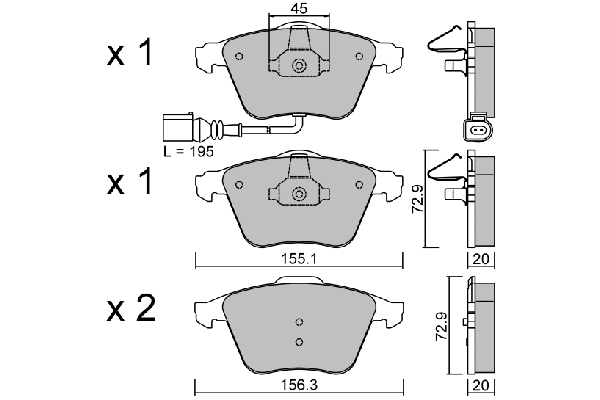 Kit de plaquettes de frein, frein à disque AISIN BPVW-1011