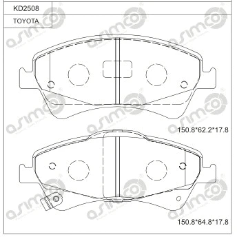 Kit de plaquettes de frein, frein à disque ASIMCO KD2508