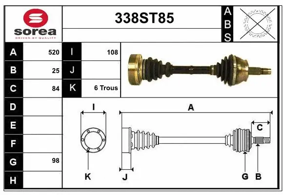 Arbre de transmission STARTCAR 338ST85
