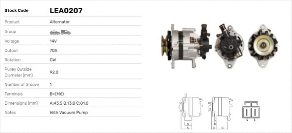 Alternateur LUSA LEA0207