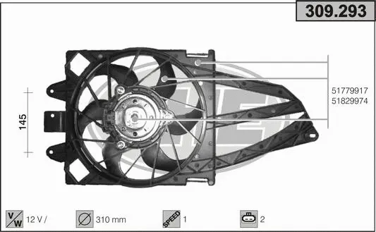 Ventilateur, refroidissement du moteur AHE 309.293