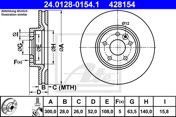 Disque de frein ATE-APAC 24.0128-0154.1