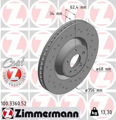 Disque de frein ZIMMERMANN 100.3360.52