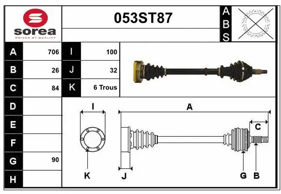 Arbre de transmission STARTCAR 053ST87