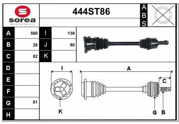 Arbre de transmission STARTCAR 444ST86