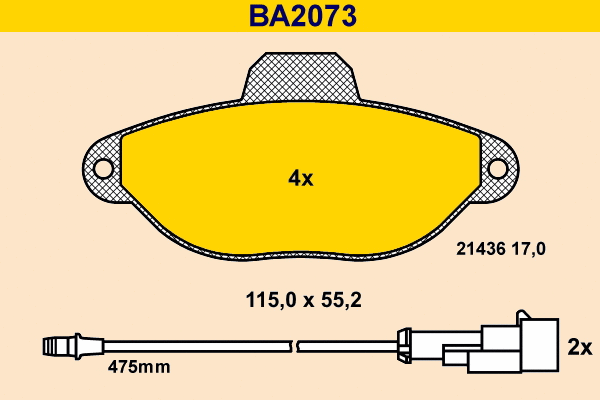 Kit de plaquettes de frein, frein à disque BARUM BA2073