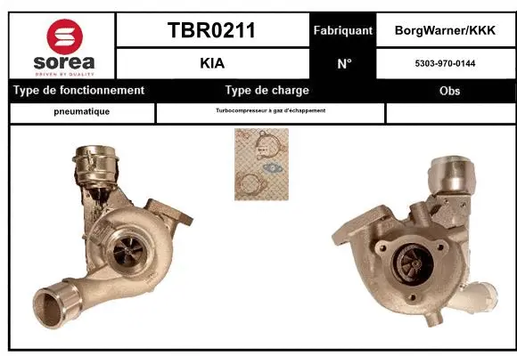 Turbocompresseur, suralimentation EAI TBR0211