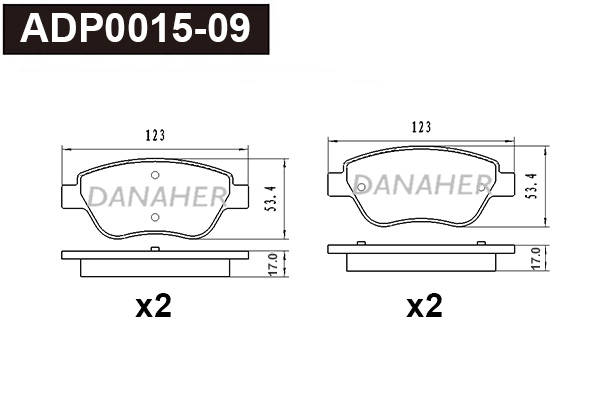 Kit de plaquettes de frein, frein à disque DANAHER ADP0015-09