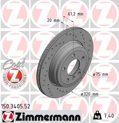Disque de frein ZIMMERMANN 150.3405.52
