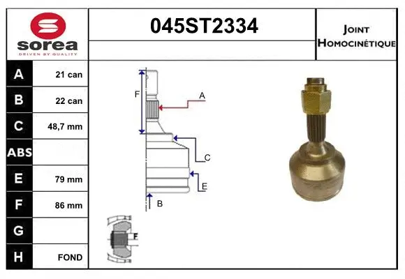 Jeu de joints, arbre de transmission STARTCAR 045ST2334