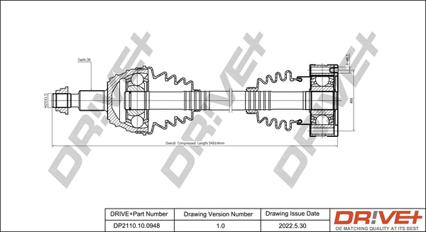Arbre de transmission Dr!ve+ DP2110.10.0948
