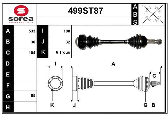Arbre de transmission STARTCAR 499ST87