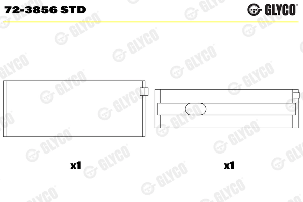 Coussinet de paliers de vilebrequin GLYCO 72-3856 STD