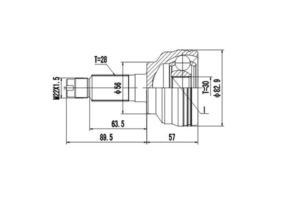 Jeu de joints, arbre de transmission DYNAMATRIX DCV834010